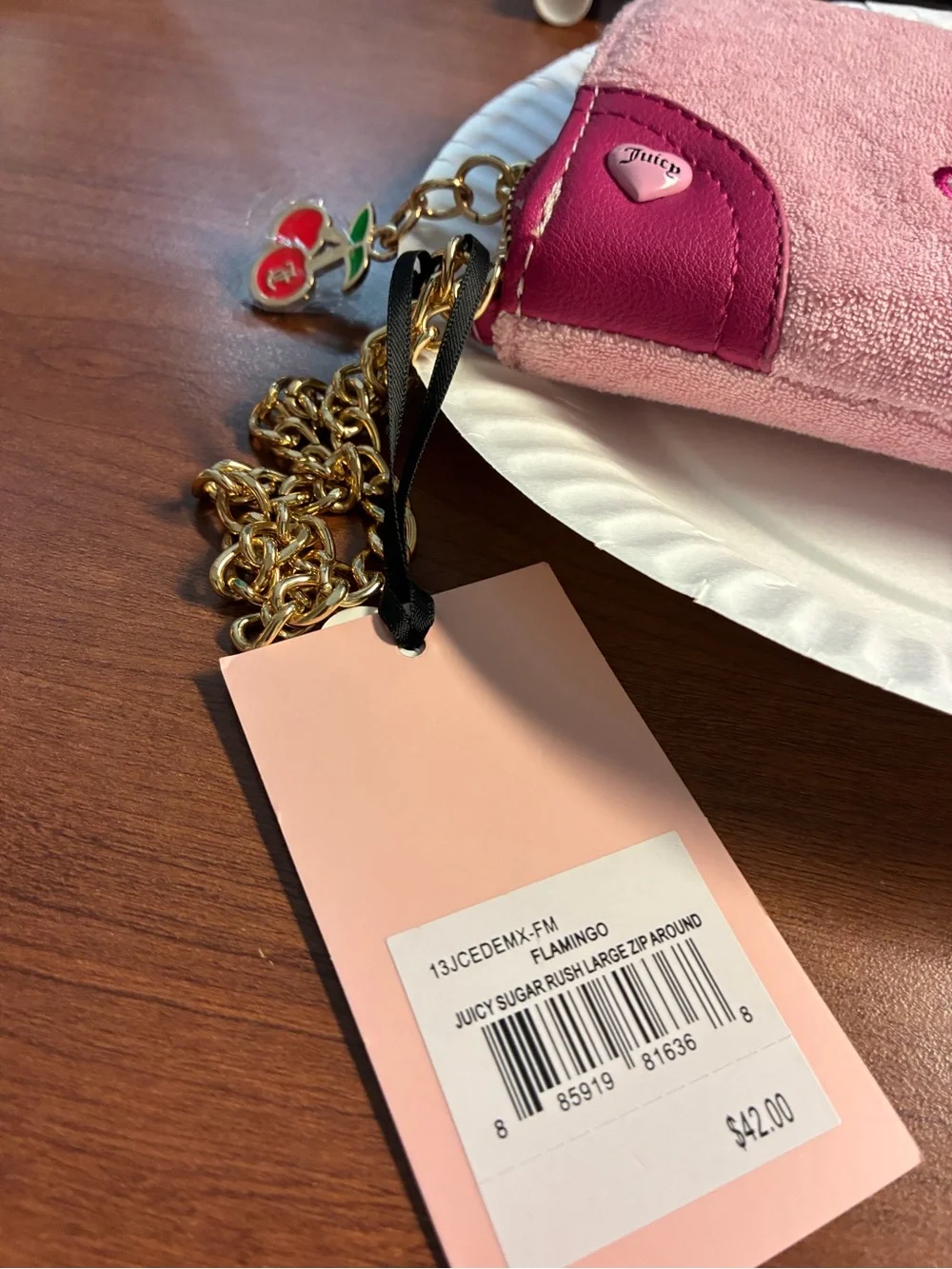Juicy Couture Pink Embroidered Zip-Around Wristlet NWT